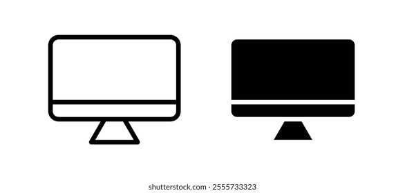 Monitor icon symbol collection on white background.