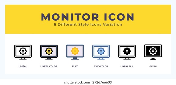Monitor icon symbol. isolated. vector illustration with different styles