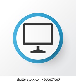 Monitor Icon Symbol. Premium Quality Isolated Desktop Element In Trendy Style.