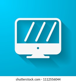 Monitor icon, technology icon. Long shadow style. Vector icon