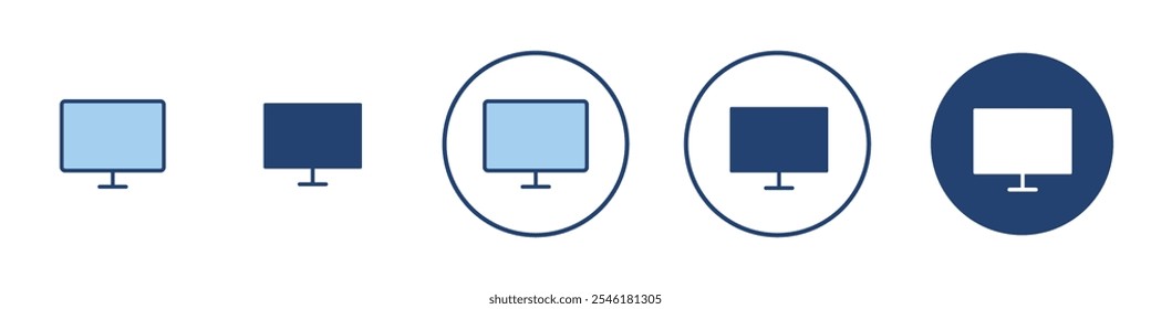 Icono de monitor Arte de línea delgada aislado