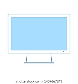 Icono de monitor. Línea Delgada Con Diseño De Relleno Azul. Ilustración vectorial.