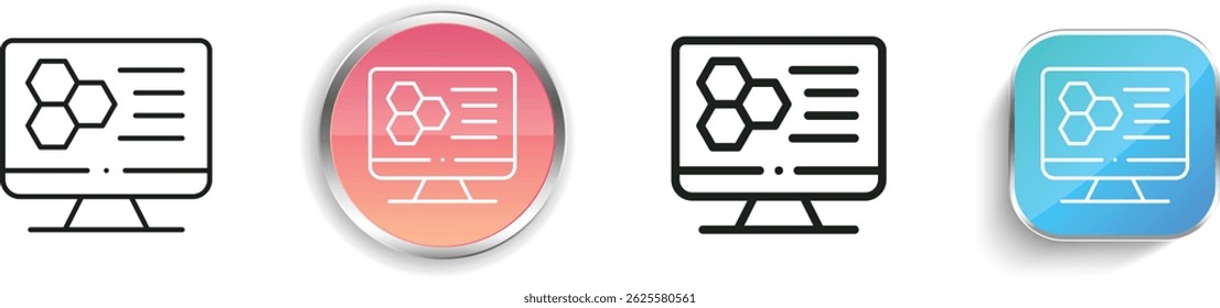 monitor icon. Thin Linear, Regular and Button Style Design Isolated On White Background