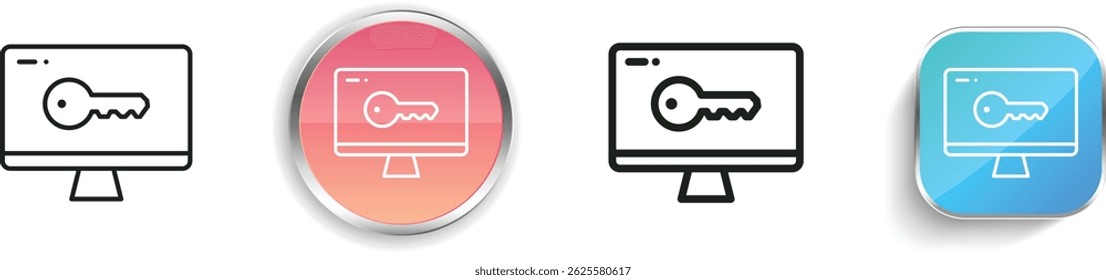 monitor icon. Thin Linear, Regular and Button Style Design Isolated On White Background