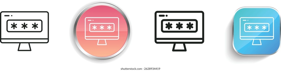 monitor icon. Thin Linear, Regular and Button Style Design Isolated On White Background