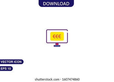 Monitor icon in trendy flat style isolated on white background vector illustration