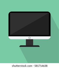Monitor icon in trendy flat style. Web site page and mobile app design element. Flat design in stylish colors. Isolated. Long Shadow. 