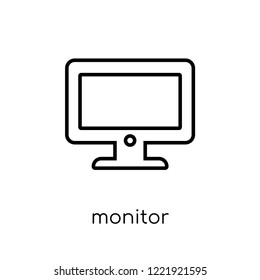 monitor icon. Trendy modern flat linear vector monitor icon on white background from thin line Electronic devices collection, outline vector illustration