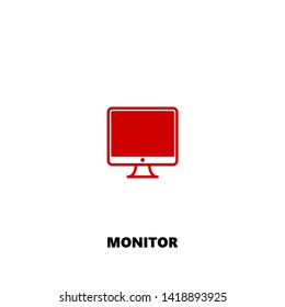 monitor icon. monitor vector design. sign design. red color