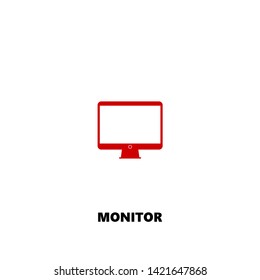 monitor icon. monitor vector design. sign design. red color