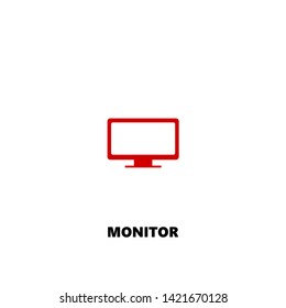 monitor icon. monitor vector design. sign design. red color