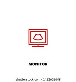 monitor icon. monitor vector design. sign design. red color