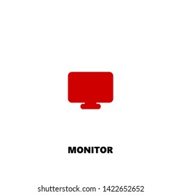 monitor icon. monitor vector design. sign design. red color