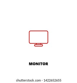 monitor icon. monitor vector design. sign design. red color