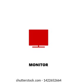 monitor icon. monitor vector design. sign design. red color
