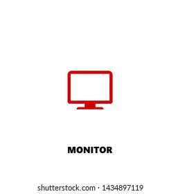 monitor icon. monitor vector design. sign design. red color