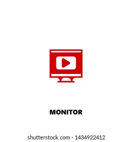 monitor icon. monitor vector design. sign design. red color