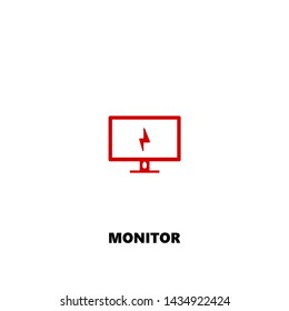 monitor icon. monitor vector design. sign design. red color