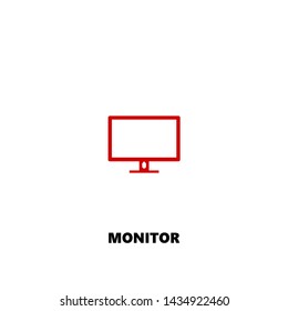 monitor icon. monitor vector design. sign design. red color