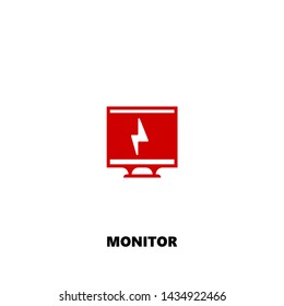 monitor icon. monitor vector design. sign design. red color