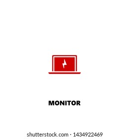 monitor icon. monitor vector design. sign design. red color