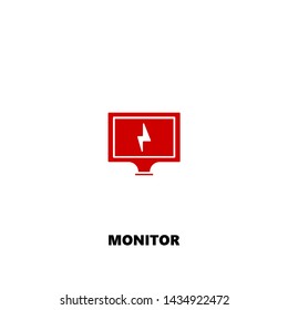 monitor icon. monitor vector design. sign design. red color