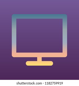 Monitor icon. Vector. Evening gradient icon at violet background.