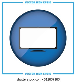 monitor icon vector illustration eps10. Isolated badge TV flat design for website or app - stock graphics