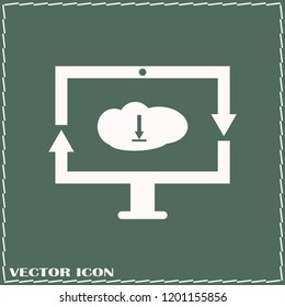 monitor Icon vector illustration in flat style isolated on green background. Television symbol for web site design, logo, app, ui.