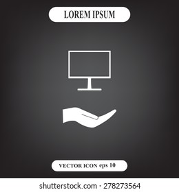 Monitor icon, vector illustration. Flat design style