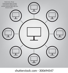 Monitor icon, vector illustration. Flat design style