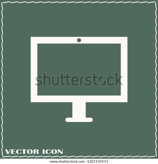 monitor Icon vector illustration in flat style\
isolated on green background. Television symbol for web site\
design, logo, app, ui.