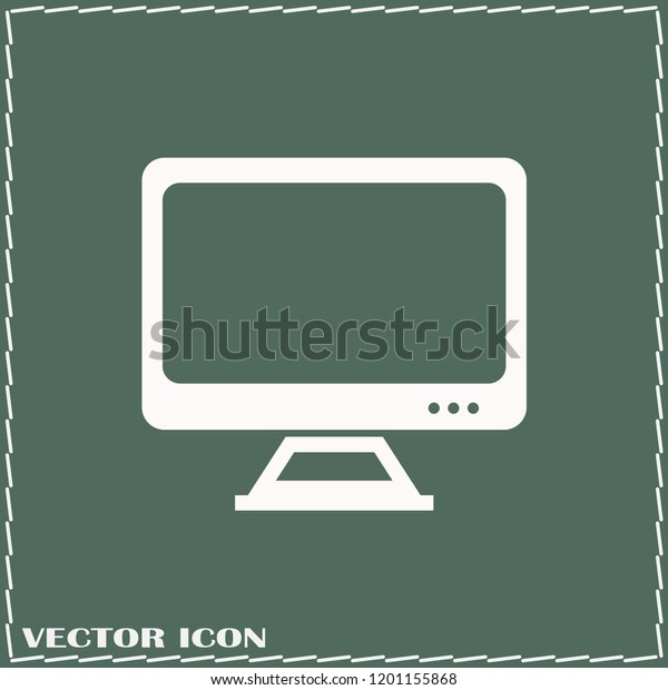 monitor Icon vector illustration in flat style\
isolated on green background. Television symbol for web site\
design, logo, app, ui.