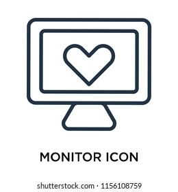 Monitor icon vector isolated on white background, Monitor transparent sign , linear pictogram or outline logo design in lined style