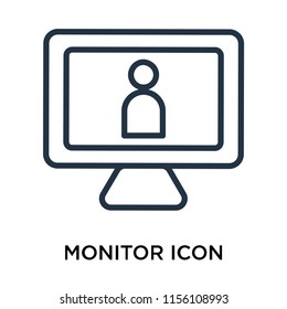 Monitor icon vector isolated on white background, Monitor transparent sign , linear pictogram or outline logo design in lined style