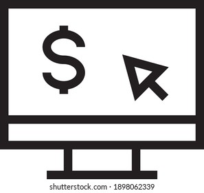 vector de icono de monitor en fondo blanco