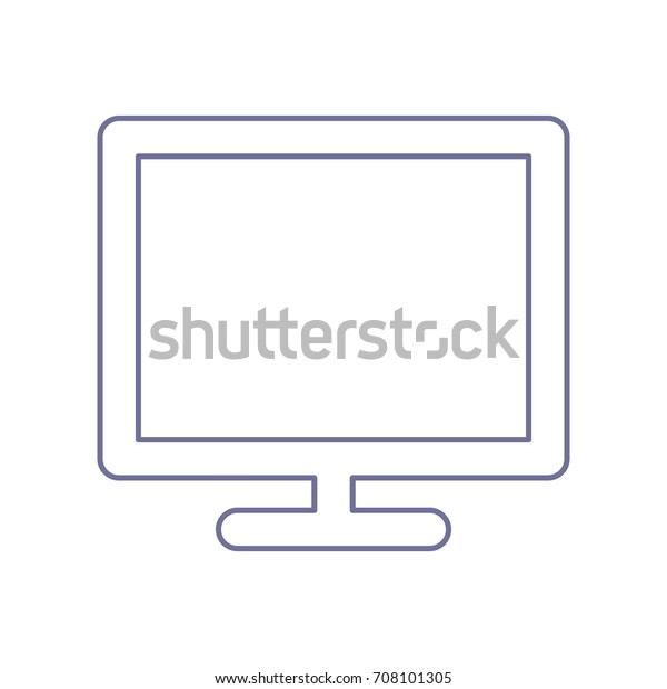 Monitor icon. Vector. Violet linear icon on\
white background.\
Isolated.
