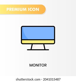 monitor icon for your website design, logo, app, UI. Vector graphics illustration and editable stroke. monitor icon lineal color design.