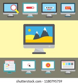 Monitor icon,computer screen icon, flat design
