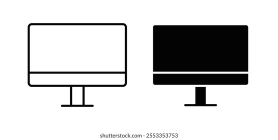 Iconos de monitor en estilo negro lleno y delineado