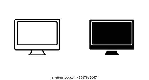 Monitor icons collection in Filled flat and thin line style.