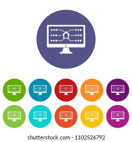 Monitor icons color set vector for any web design on white background