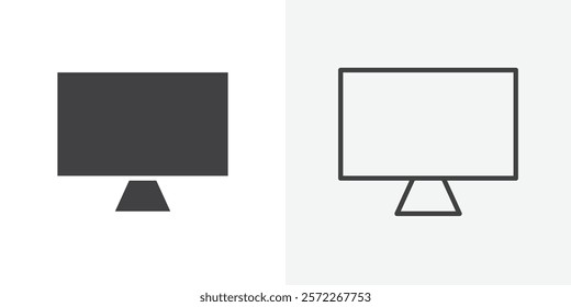 Monitor icons. flat and line style set
