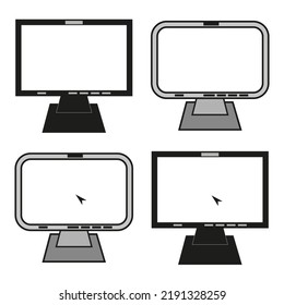 Iconos del monitor. Símbolo plano de pc. Ilustración vectorial. imagen de stock. 