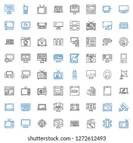 monitor icons set. Collection of monitor with tv, electronic, graphic tablet, laptop, graphic design, radar, computer, television, cctv, design. Editable and scalable monitor icons.