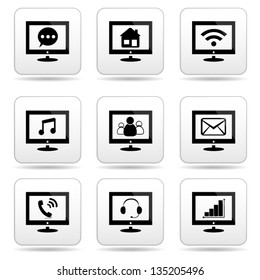 monitor icons with signs on screen