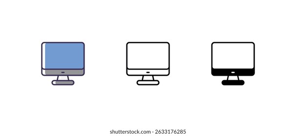 Ícones do monitor linha fina e ícone do vetor de glifo ilustração de stock