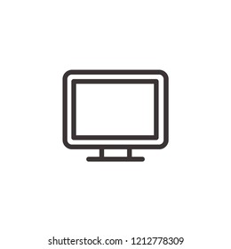 Monitor icon-screen, television, computer vector line icon, simple linear pictogram