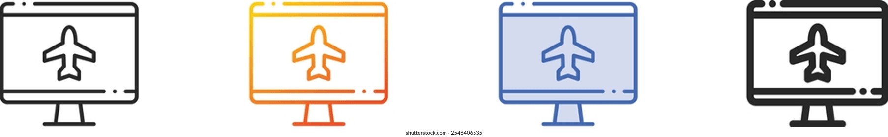 monitor icon.Thin Linear, Gradient, Blue Stroke and bold Style Design Isolated On White Background