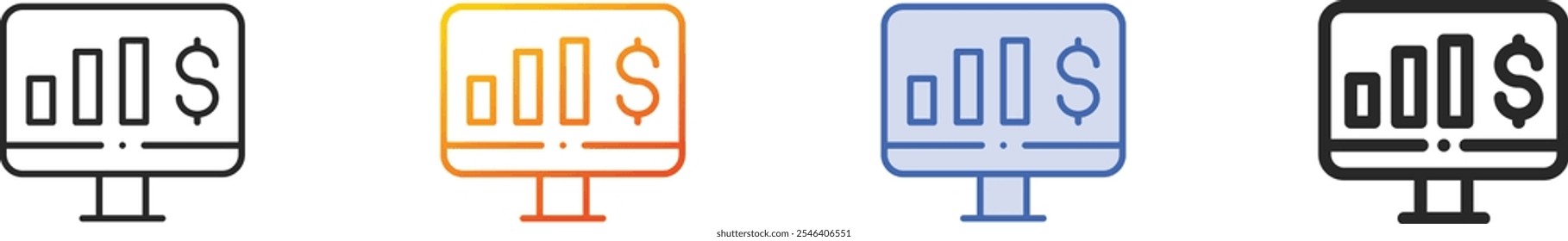 monitor icon.Thin Linear, Gradient, Blue Stroke and bold Style Design Isolated On White Background